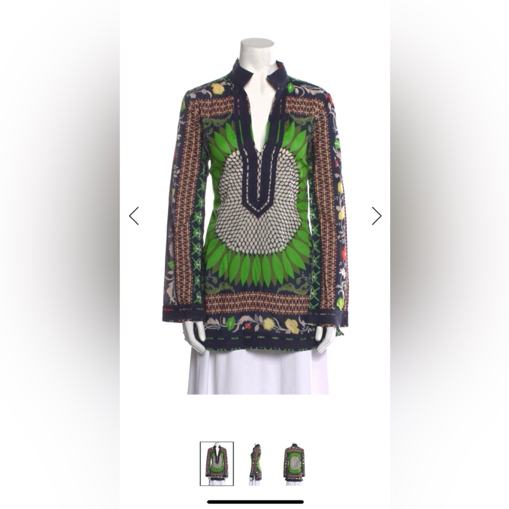 Tori Burch Linen Tunic Colorful Patterned Women's Top